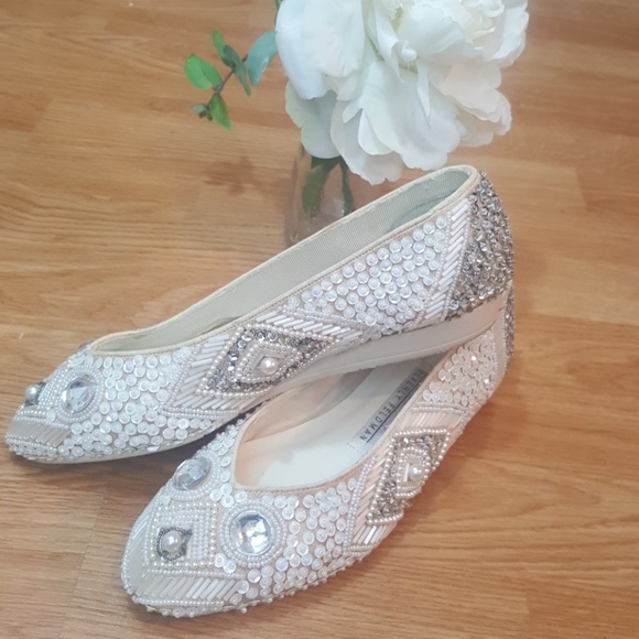 Beverly Feldman Shoes - White sequins flats